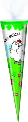 Produktbild von Schultüte / Länge: 35cm / rund / Tüllverschluss / "Viel Glück"