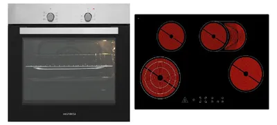 Produktbild von Backofen Herd Kochfeld 77 cm Glaskeramik Einbau Set autark rahmenlos Respekta
