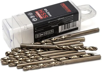 Imagen del producto de Juego de brocas para metal, acero rápido M35 con 5% de cobalto, 10 unidades, 4,2 mm, para acero inoxidable