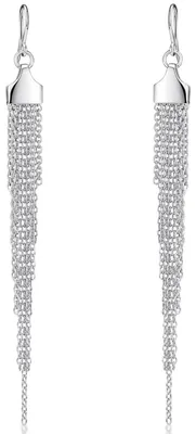 Produktbild von MATERIA Lange Ohrhänger Silber 925 Damen Schmuck - Ohrringe hängend 110mm Wasserfall rhodiniert Frauen Geschenk
