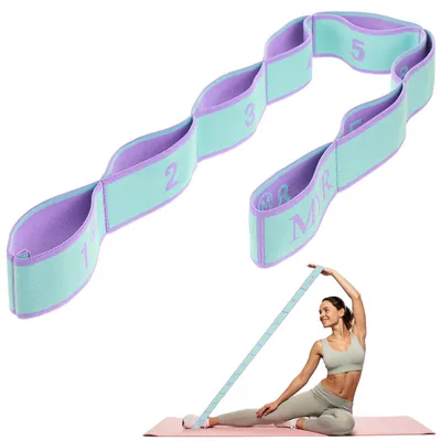 Imagen del producto de Banda de yoga con 8 bucles: banda elástica para ejercicios de flexibilidad