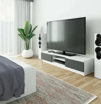 Obrázek produktu pro Televizní stolek YMARIN - bílý / šedý