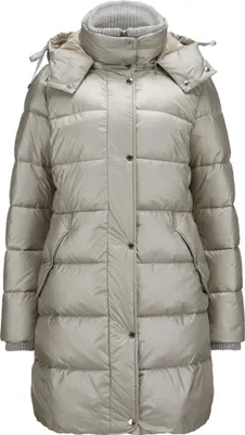 Produktbild von Milestone MSCatania Knielanger Damen Steppmantel aus Nylon mit veganer Daune, Silber, Gr. 46