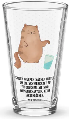 Produktbild von Mr. & Mrs. Panda Glas Katze Wasserglas - Transparent - Geschenk, Cocktailglas, Kater, Wasser, Tumbler, Cats, Cat, Longdrinkglas, Neugierig, Katzen, Bierglas