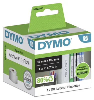 Immagine prodotto di DYMO LW - Small Lever Arch File Labels - 38 x 190 mm - S0722470 Bianco Etichetta per stampante autoadesiva
