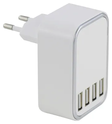 Produktbild von USB-Ladeadapter - Weiß - Kunststoff - mit 4 USB Ports