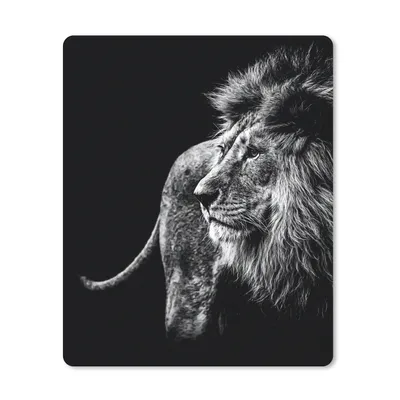 Produktbild von MuchoWow® Mauspad Mousepad Tiere - Wild - Löwe - Schwarz - Weiß 30x40 cm - Mousepads - Maus Mat - Pad - Mausunterlage - Mausmatten