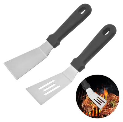 Produktbild von 2 Stš¹ck Pfannenwender Spatel aus Edelstahl Kleine,Mini Servier Spatel Set, Flacher Metallspatel zum Kochen und Backen, Spatel Pfannenwender fš¹r Pfannkuchen, Eier und Cookie-Teig,Tiramisu,Pizza