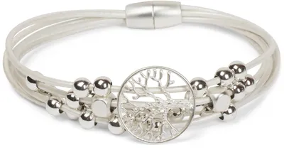 Produktbild von styleBREAKER Armband mit feinen Bändern, Lebensbaum Anhänger und Schmuckperlen, Magnetverschluss, Armschmuck, Schmuck, Damen 05040135
