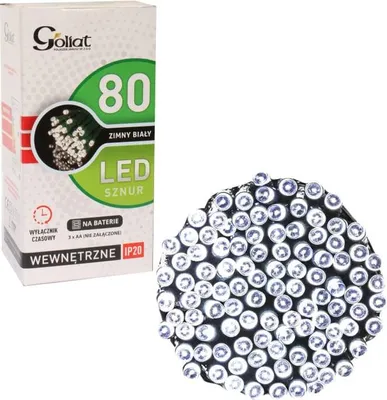 Zdjęcie produktu dla Lampki choinkowe 80 LED na baterie z TIMEREM zimny biały