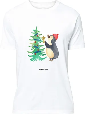 Produktbild von Mr. & Mrs. Panda Größe XL T-Shirt Pinguin Weihnachtsbaum - Weiß - Geschenk, Shirt, Winter, Tshirt, Weihnachten, mit Spruch