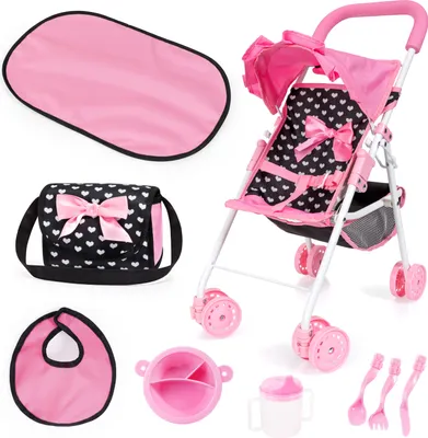 Produktbild von Bayer Design 21560AA Puppenbuggy mit Dach, Doppelräder, Sicherheitsgurt, faltbar, Metal