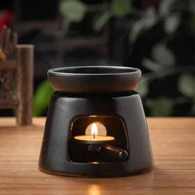 Immagine prodotto di Lampada aromatica, portacandele, Vetroceramica, bruciatore per cera profumata, fatto a mano, nero