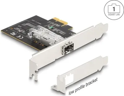 Obrázek produktu pro DeLOCK PCI Express x1 karta na 1 x SFP slot Gigabit LAN, Interní, Kabel, PCI Express, Vlákno, 1000 Mbit/s, Černá