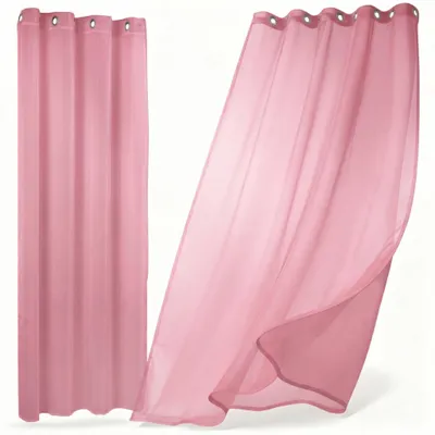 Produktbild von Transparente Gardine Dolly, wählbar mit Kräusel- und Ösen- Aufhängung, Größe und Farbe wählbar,140x240cm,Altrosa