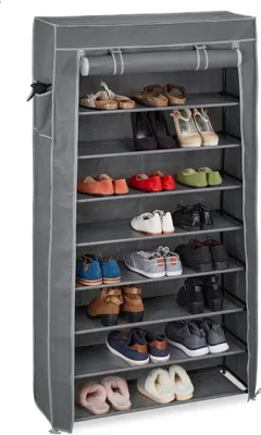 Produktbild von Relaxdays Schuhschrank Stoff, 9 Fächer, 36 Paar Schuhe, abnehmbarer Bezug, Schuhregal, HxBxT 158 x 86 x 30 cm, anthrazit