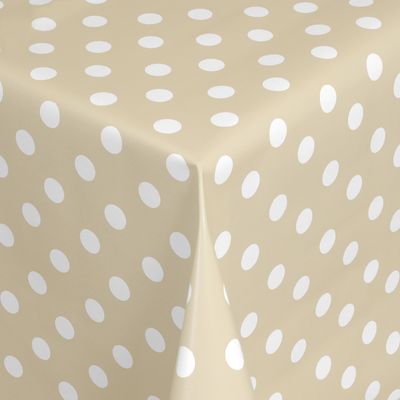 Moderno® Wachstuch Tischdecke Eckig 200x140cm Gartentischdecke abwaschbar Punkte Motiv in Beige