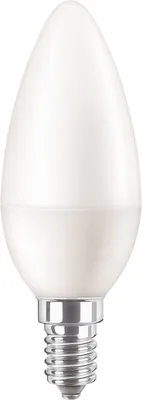A white LED candle light bulb with a silver screw base, isolated on a white background.