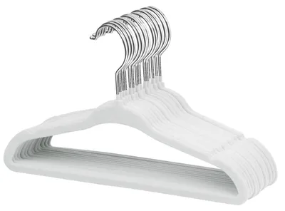 Productafbeelding van Kledinghangers voor babykleding - Antislip met fluwelen bekleding - Geschikt voor kinderkleding - 28 cm - 15 stuks - Wit