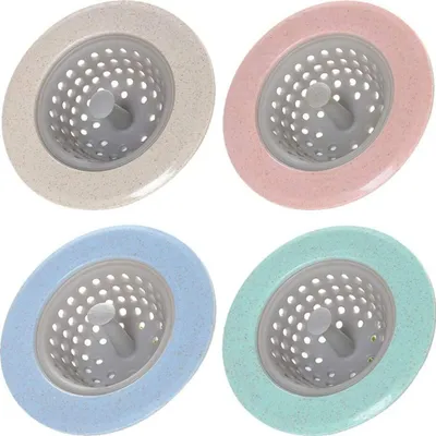 Produktbild von 4 Stück Waschbecken Siebkörbchen Küchenspülen Haarsieb Waschbecken Sieb Abflusssieb Abflußsieb Haarsieb für Dusche Haarfilter Haarsieb Haarfangsieb Silikon Schutzfolie(Rosa, Grün, Blau, Beige)
