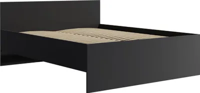 Productafbeelding van BETTSO Moderne zwarte bed MAXIVO met hoog hoofdeinde en houten frame voor de slaapkamer