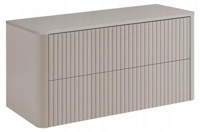 Produktbild von Rodan Waschbeckenunterschrank 100cm - mit Platte - Hängend - Geriffelt Kaschmir - Push-to-Open - LINEA