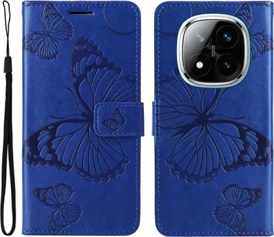 Produktbild von Xiaomi Redmi Note 14 Pro 5G / Pro+ / Poco X7 Hülle - Coverup Schmetterlinge Klapphülle - Blau
