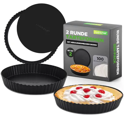Obrázek produktu pro NutriChef Sada forem na koláče – 2 kulaté formy o průměru 23 cm s odnímatelným dnem z uhlíkové oceli