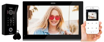 Zdjęcie produktu dla WIDEODOMOFON EURA VDP-99C5 czarny  WiFi  RFID  TUYA