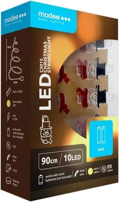 Produktbild von Weihnachts-Schneemann-Lichterkette mit LED-Clips - 1,2 Meter - 10 LEDs - Warmweiß