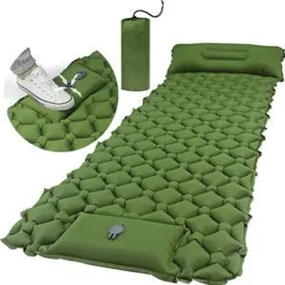 Produktbild von Selbstaufblasende Camping-Schlafmatte 6 cm mit Fußpumpe, ultraleichte 40D TPU Luftmatratze, 193*60*6cm, Ultraleichte wasserdichte Luftmatratze