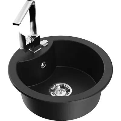 Obrázek produktu pro Mexen Diego 1-miskový granitový dřez s kuchyňskou baterií Rita, Černá - 6512-77-670300-00