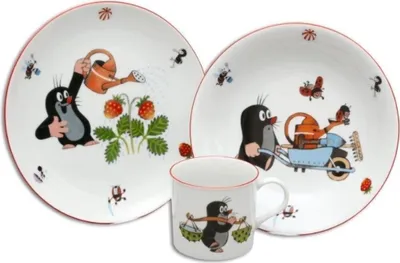 Produktbild von Thun 1794 Maulwurf und Erdbeeren, Kinderporzellanset, Thun, 3 Stück