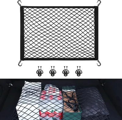 Obrázek produktu pro Elastická síť do kufru, rozměry 100 x 80 cm, roztažitelná až na 200 x 160 cm, s 4 velkými háčky, pro použití v automobilech