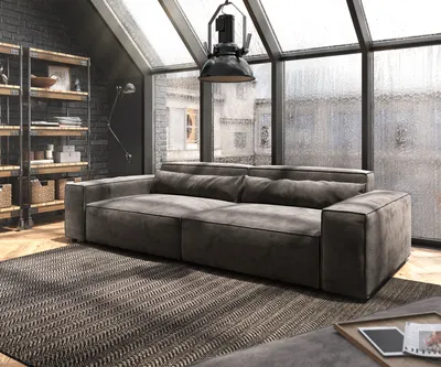 Produktbild von DELIFE Big-Sofa Sirpio XL 270x130 cm Mikrofaser Khakibraun mit Hocker