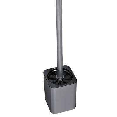 Produktbild von Toilettenbürste selbstklebend, Aluminium, rostfrei, abnehmbar, hygienisch, Belüftungsdesign, Grau