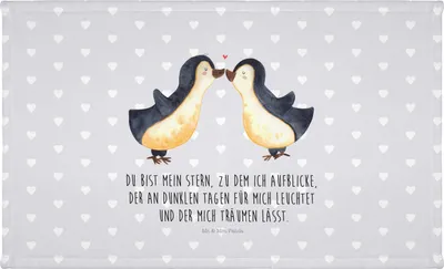Produktbild von Mr. & Mrs. Panda Handtuch Pinguin Liebe - Grau Pastell - Geschenk, Flauschtuch, 50x100, Paar, Freundin, Verlobung, gesichtshandtuch, Vertraut, gesichtstuch, Geschenkidee