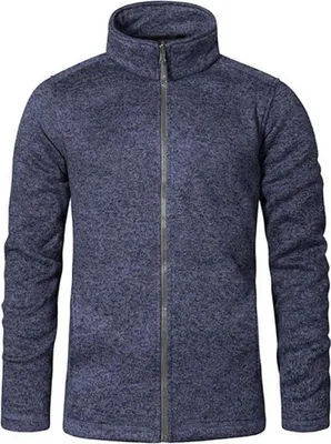 Produktbild von Strick-Fleece Jacke C+ Plus Size Herren, Blau-Melange, XXXL