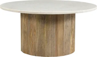 Produktbild von Brix - Couchtisch Round Nova - Mangoholz Marmor - 70x70x36 - Weiß