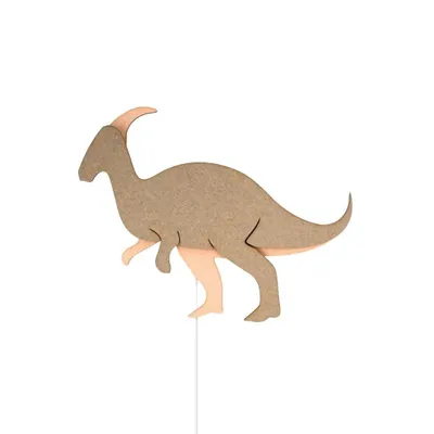 Produktbild von Parasaurolophus Wandleuchte – Dino Wandlampe aus MDF – Verspielt & Natürlich – 43 × 35 × 8 cm – E14 Fassung – Grau/Beige