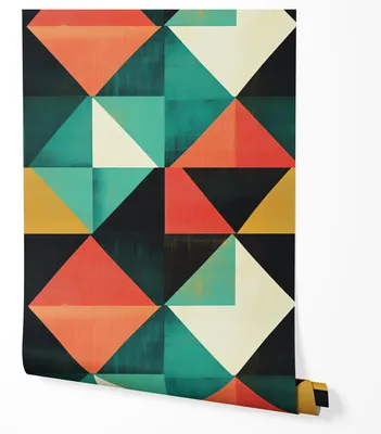 Produktbild von Selbstklebende Tapete Möbelfolie Geometrisches Muster Retro Stil Tapete Bunte Dreiecke Modernes Design Küche Wohnzimmer Flur Schlafzimmer 5m x 0,5m