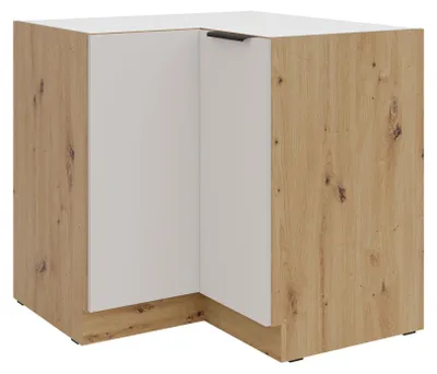 Produktbild von Küchen Eckunterschrank 90x90 cm Küche SOLANO Kaschmir beige matt + Eiche Artisan matt Küchenzeile Küchenblock Einbauküche