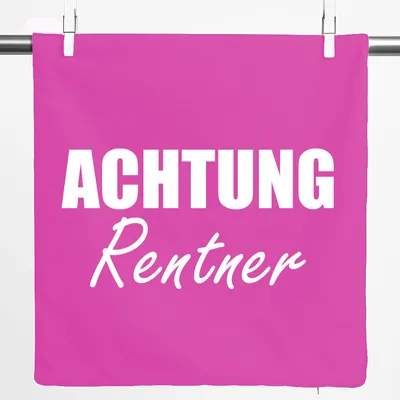 Produktbild von Huuraa Kissenbezug Achtung Rentner Schriftzug 40x40cm Fuchsia Baumwolle Dekokissenbezug Geschenkidee