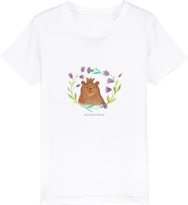 Produktbild von Mr. & Mrs. Panda Kleinkinder T-Shirt Bär Königin 5-6 Jahre (110/116) - Weiß - Geschenk, Mutti, Kinder Öko, Teddy, Lieblingsmensch, Mama, Mutter, Kindershirt, Jungen, Mom