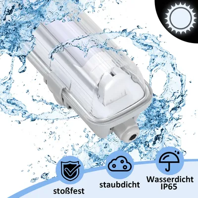 Obrázek produktu pro Ikodm LED světlo do vlhkých prostor, IP65, 24W, 150 cm, T8 G13, studená bílá 6500K, svítidlo do suterénu, garáže, dílny