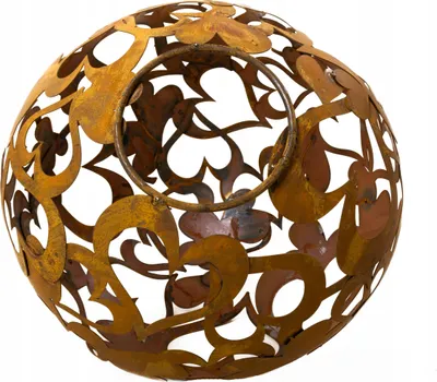 Image de Boule de jardin décoration en cœur acier corten rouille boule 35 cm - lampe en plein air