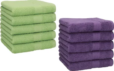 Produktbild von Betz 10 Stück Seiftücher 30x30 cm PREMIUM 100% Baumwolle  Farbe: apfelgrün und lila