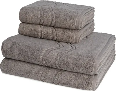 Produktbild von Ross Cashmere feeling 2 X Handtuch 2 X Duschtuch im Set Walkfrottee aus Baumwolle 520 g/m², Weich saugstark mit Aufhänger Kordel, Wellenmuster und gewebte Bordüre elegant
