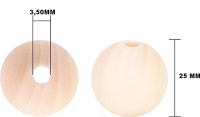 Produktbild von 50 Stück Holzperlen aus Birkenholz, 25 mm, poliert, für Handarbeiten & Schmuck