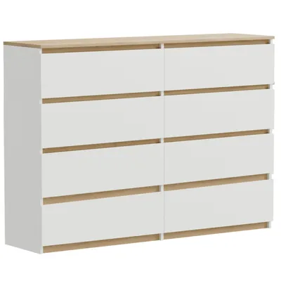 Produktbild von Kommode Weiß Eiche Torro 8 Schubladen matt 120x34x100 cm groß modern Schlafzimmer Büro